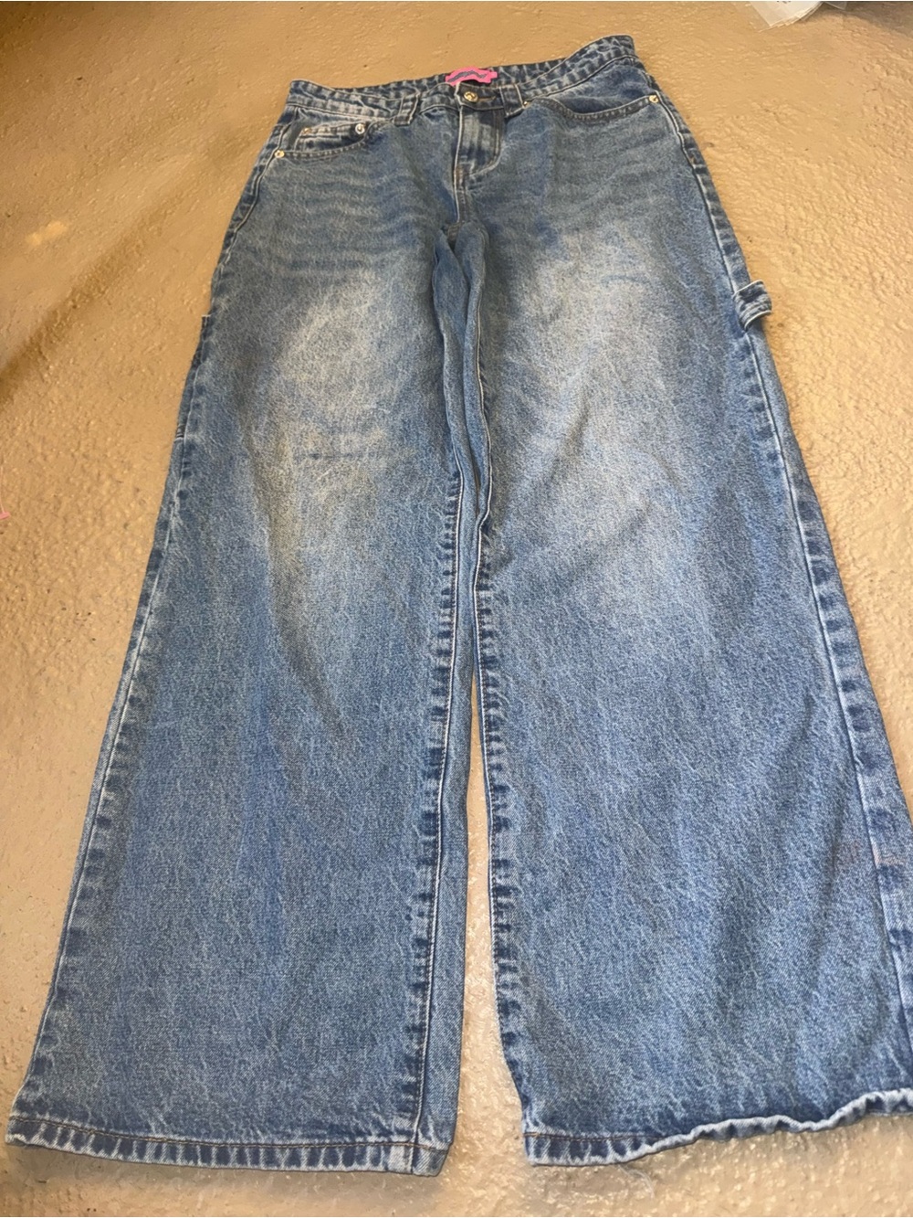Edikted Wide Leg Cargo Jeans in Light Blue Denim Small